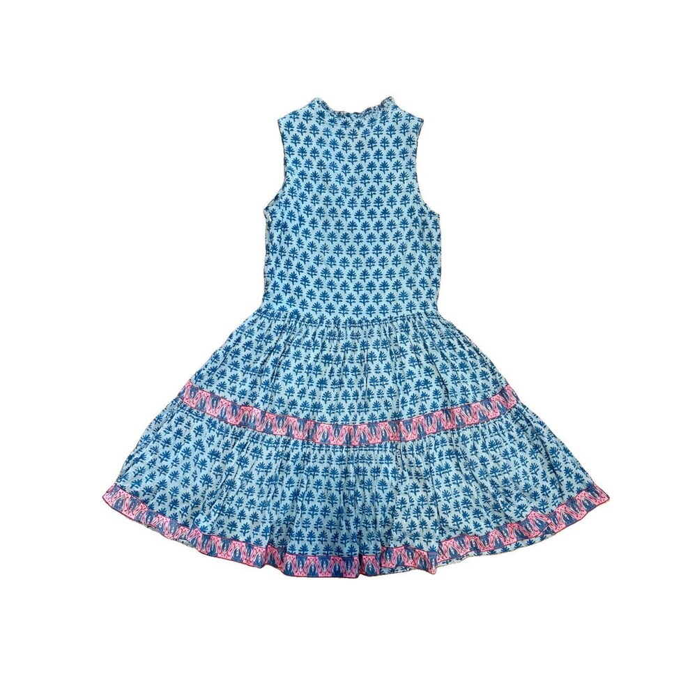 Oliphant Flirty Mini Dress XXS Blue Tiered Sleeveless V-Neck Gauze Boho Beach - Picture 3 of 15